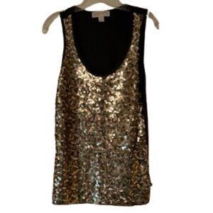 Michael Kors - Black Tank, Gold Sequined Front - Medium